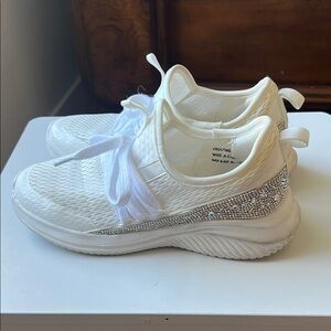 Hey Girl by Corkys White/Cream Sneakers with Rhinestone Detail